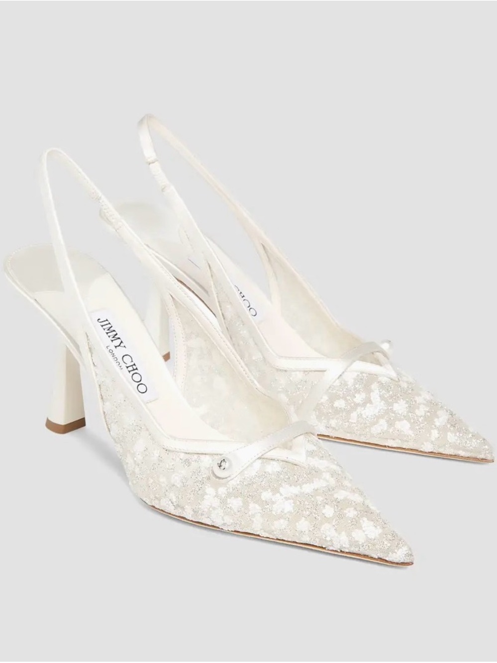Jimmy Choo Ivory Sequin Slingback Pumps - wore around my house to try on dresses